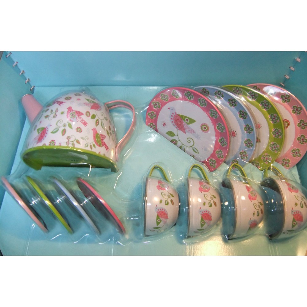 tin tea set with case